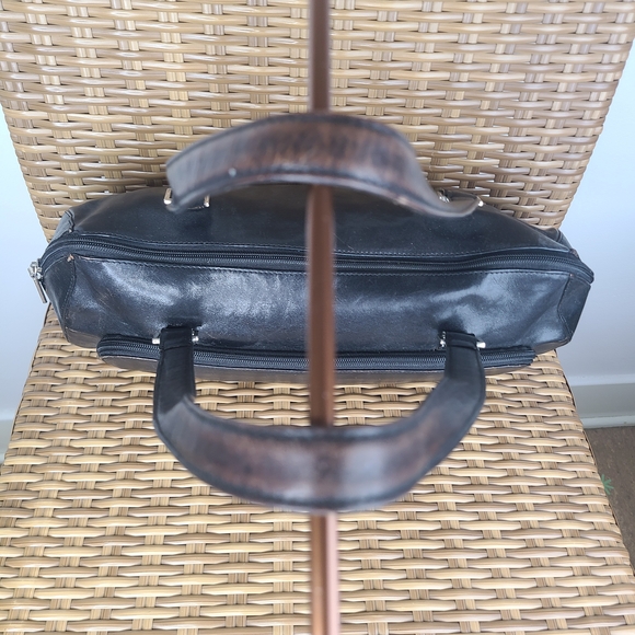 Hobo International Smooth Black Leather Satchel Bag Classic Design Organizer - Picture 7 of 16